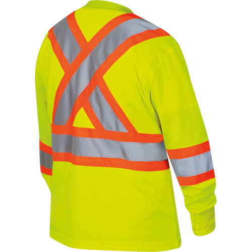 6969 Chandail de s&eacute;curit&eacute; &agrave; manches longues en il-de-perdrix pour femme, Polyester, T-petit, Jaune lime haute visibilit&eacute; Equipment World