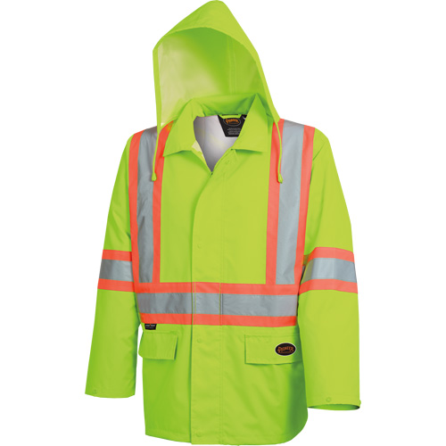 5628 The Rock  Waterproof Safety Jacket, Polyester/Polyurethane, High Visibility Lime-Yellow, Small Equipment World