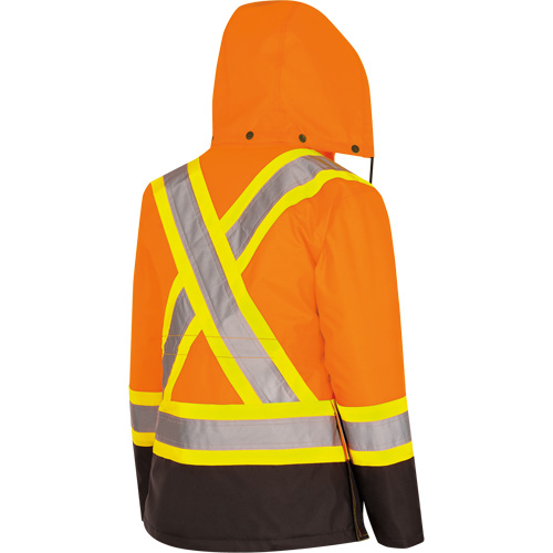 5020BBW Women's  7-in-1 Waterproof Jacket with Hood, Polyester/Polyurethane, High Visibility Orange, X-Small Equipment World