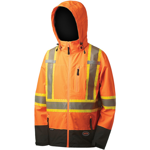 5220 Softshell Waterproof Premium  Safety Jacket, Polyester, High Visibility Orange, 2X-Large Equipment World
