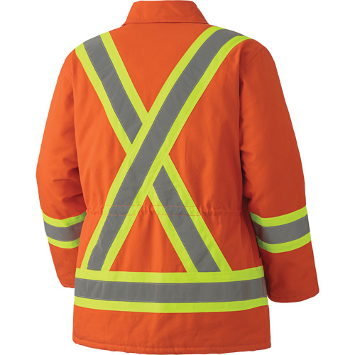5537A Quilted Duck Safety Parka, High Visibility Orange, Small Equipment World