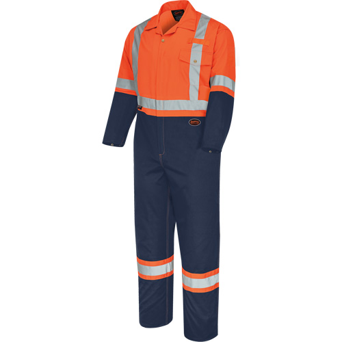 5514BBT 2-Tone Safety Coveralls with Zipper Closure, 40 (Tall), High Visibility Orange/Navy Blue Equipment World