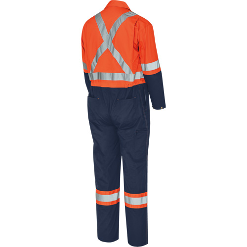 5514BBT 2-Tone Safety Coveralls with Zipper Closure, 40 (Tall), High Visibility Orange/Navy Blue Equipment World