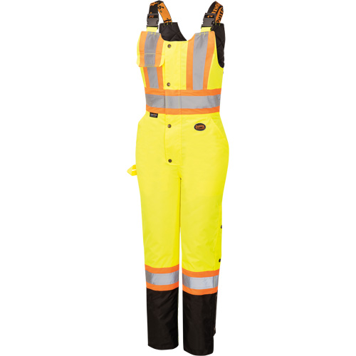 5041BBW Women's High-Visibility Waterproof Safety Overalls, Polyester, X-Small, Black/High Visibility Lime-Yellow Equipment World