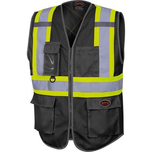 6959BK Veste de s&eacute;curit&eacute; haute visibilit&eacute; en tricot chaîne avec fermeture &agrave; glissi&egrave;re, Noir, T-petit, Polyester Equipment World