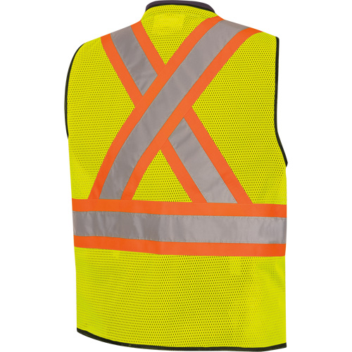 6895 Veste de s&eacute;curit&eacute; haute visibilit&eacute; bicolore avec fermeture &agrave; glissi&egrave;re sur tout le devant, Noir/Jaune lime haute visibilit&eacute;, 2T-Grand/3T-Grand, Polyester Equipment World