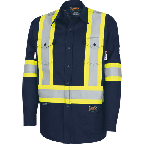 7742SF FR-TECH&reg; High-Visibility 88/12 Arc-Rated Safety Shirt, Small, Navy Blue Equipment World