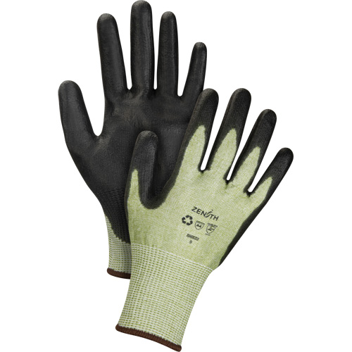 Gants &eacute;lastiques &eacute;cologiques sans coutures r&eacute;sistants &agrave; la coupe, Taille 7, Calibre 13, Rev&ecirc;tement Polyur&eacute;thane, Enveloppe en PEHP/rPET, ASTM ANSI niveau A4 Equipment World