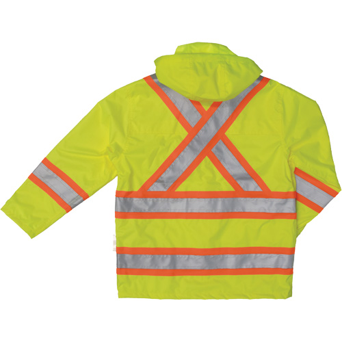 Ripstop Safety Rain Jacket, Polyester, Medium, High Visibility Lime-Yellow Equipment World