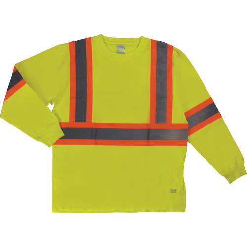 Long Sleeve Safety T-Shirt, Cotton, X-Small, High Visibility Lime-Yellow Equipment World
