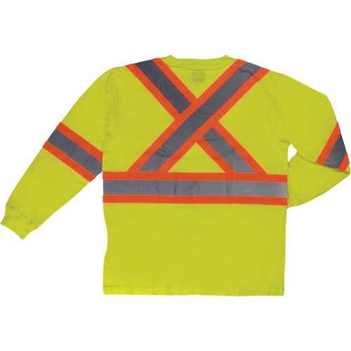 Long Sleeve Safety T-Shirt, Cotton, X-Small, High Visibility Lime-Yellow Equipment World
