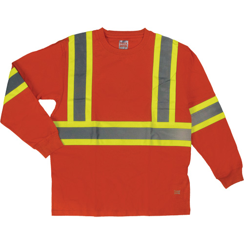 Long Sleeve Safety T-Shirt, Cotton, X-Small, High Visibility Orange Equipment World