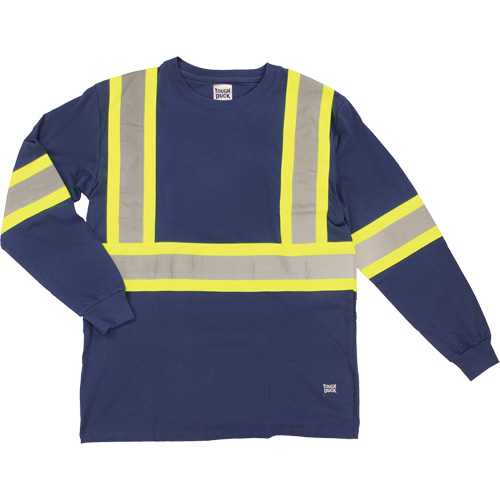Long Sleeve Safety T-Shirt, Cotton, X-Small, Navy Blue Equipment World