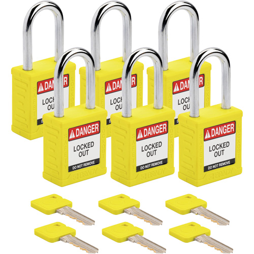 Velocity Lockout Padlocks, Yellow, Keyed Different, Nylon, 1-1/2" Width Equipment World