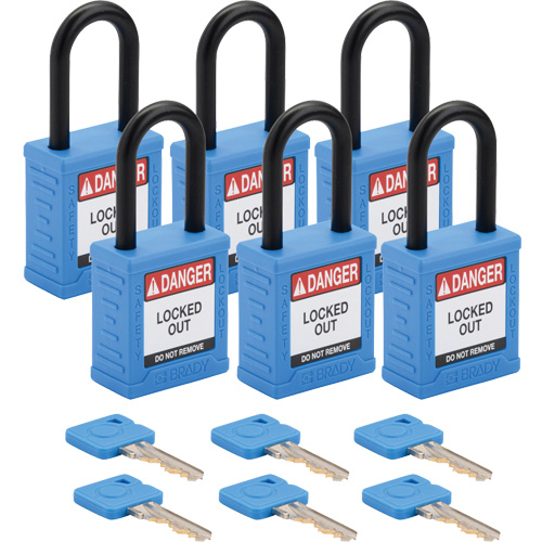 Velocity Lockout Padlocks, Blue, Keyed Different, Nylon, 1-1/2" Width Equipment World