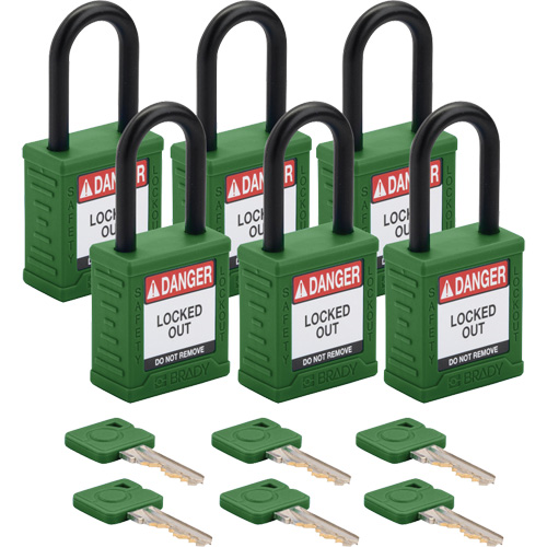 Velocity Lockout Padlocks, Green, Keyed Different, Nylon, 1-1/2" Width Equipment World