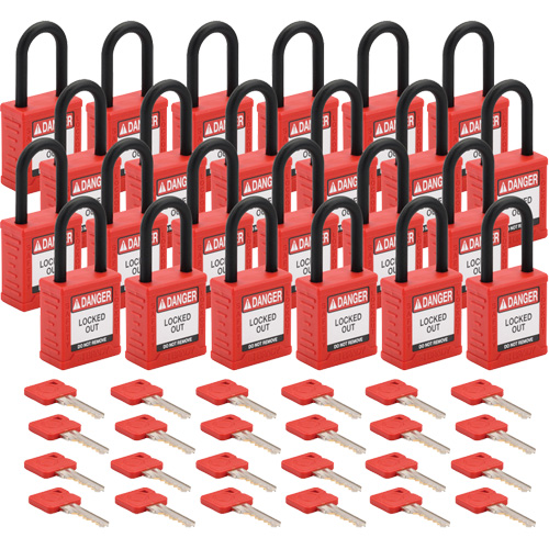 Velocity Lockout Padlocks, Red, Keyed Different, Nylon, 1-1/2" Width Equipment World