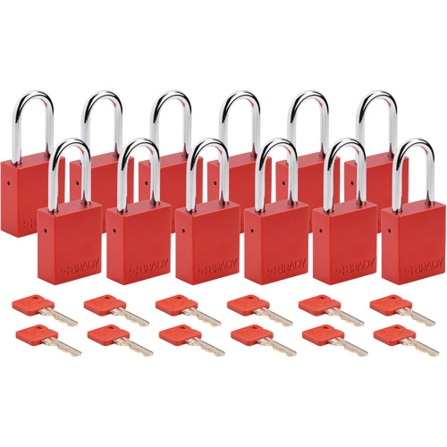 Lockout Padlock, Safety Padlock, Keyed Different, Aluminum, 1-1/2" Width Equipment World