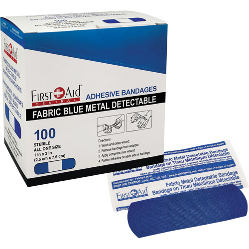Bandages, Rectangular/Square, 3", Fabric Metal Detectable, Sterile Equipment World