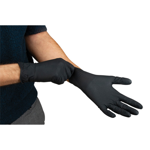 Heavyweight Tactile Grip Examination Gloves, Small, Nitrile, 8-mil, Powder-Free, Black Equipment World