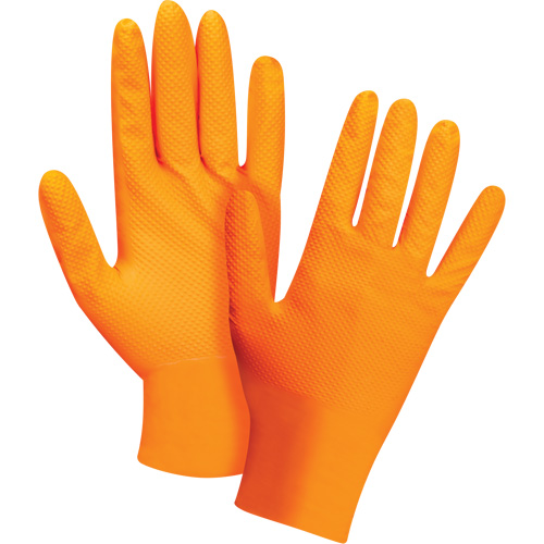 Gants d'examen de poids lourd &agrave; prise tactile, Moyen, Nitrile, 8 mils, Sans poudre, Orange Equipment World