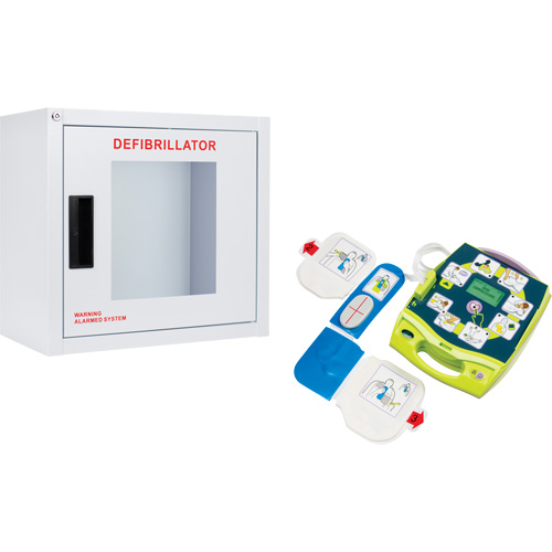 AED Plus&reg; Defibrillator & Wall Cabinet Kit, Semi-Automatic, English, Class 4 Equipment World