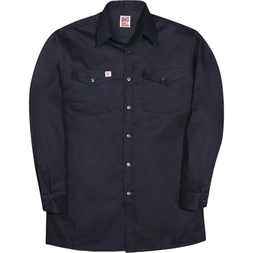 Long-Sleeve Industrial Work Shirt, Men's, Small, Navy Blue Equipment World