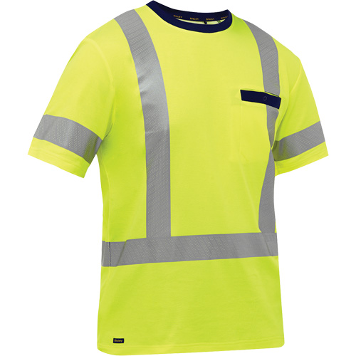Bisley&reg; X-Back Short Sleeve Shirt, Poly-Cotton, Small, High Visibility Lime-Yellow Equipment World