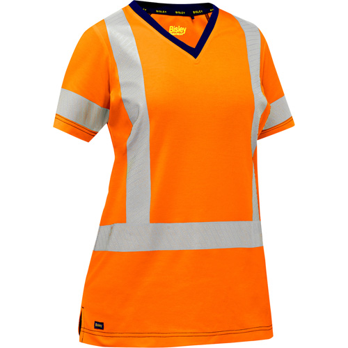 Chemise &agrave; manches courtes et X au dos Bisley pour femmes, Poly-coton, Petit, Orange haute visibilit&eacute; Equipment World
