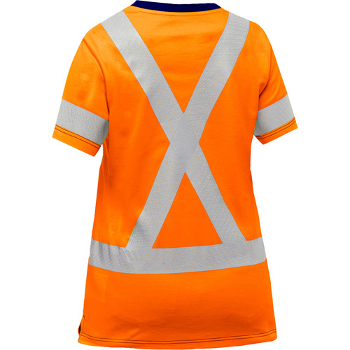 Chemise &agrave; manches courtes et X au dos Bisley pour femmes, Poly-coton, Petit, Orange haute visibilit&eacute; Equipment World