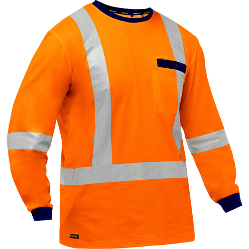 Bisley&reg; X-Back Long Sleeve Shirt, Poly-Cotton, Small, High Visibility Orange Equipment World