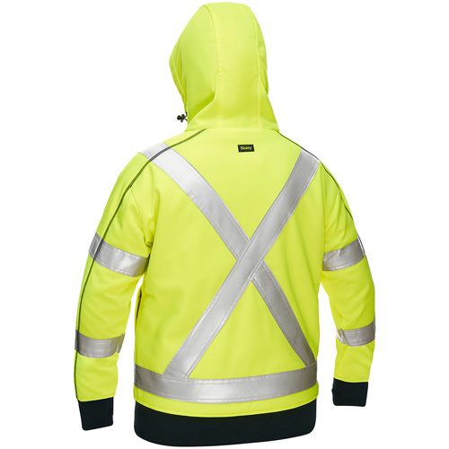 Coton ouat&eacute; doubl&eacute; de sherpa avec capuchon &agrave; fermeture &eacute;clair compl&egrave;te et X au dos Bisley pour femmes, Grand, Jaune lime haute visibilit&eacute; Equipment World