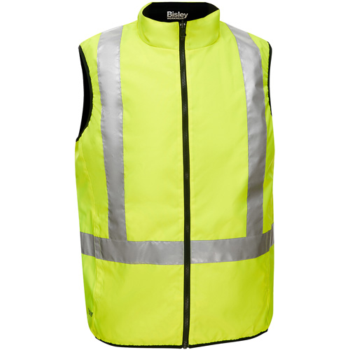 Bisley&reg; X-Back Reversible Puffer Vest, High Visibility Lime-Yellow, Medium, Polyester Equipment World