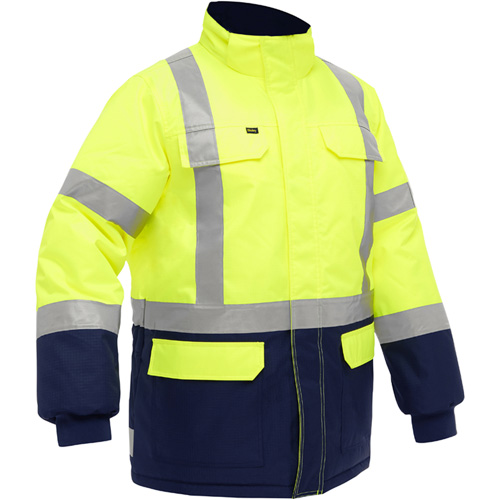 Bisley&reg; X-Back Extreme Cold Jacket with Navy Bottom, Polyester, High Visibility Lime-Yellow, Medium Equipment World