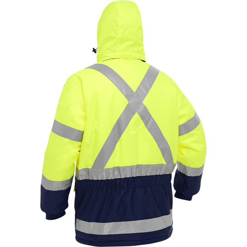 Bisley&reg; X-Back Extreme Cold Jacket with Navy Bottom, Polyester, High Visibility Lime-Yellow, Medium Equipment World