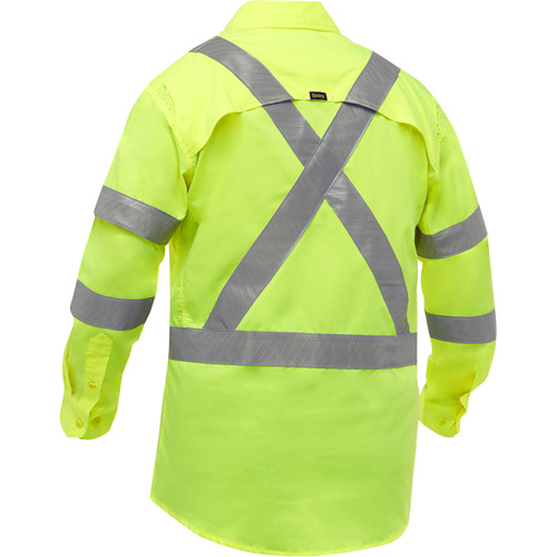 Bisley&reg; X-Back Long Sleeve Work Shirt with X-Airflow, Poly-Cotton, Small, High Visibility Lime-Yellow Equipment World