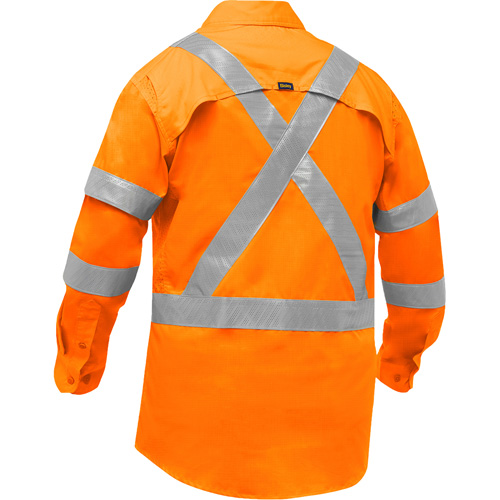 Chemise de travail &agrave; manches longues et X au dos Bisley avec X-Airflow, Poly-coton, Petit, Orange haute visibilit&eacute; Equipment World