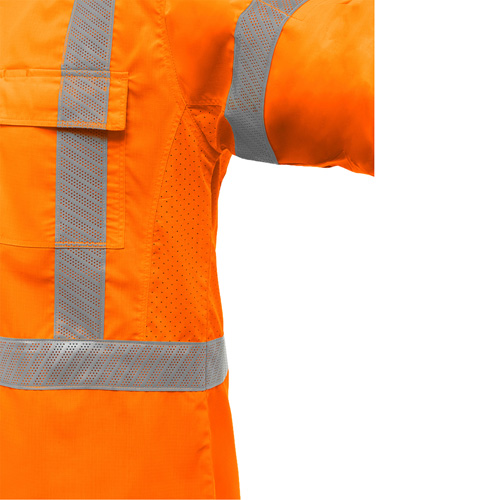 Chemise de travail &agrave; manches longues et X au dos Bisley avec X-Airflow, Poly-coton, Petit, Orange haute visibilit&eacute; Equipment World