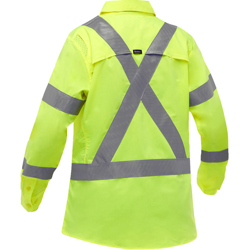 Bisley&reg; X-Back Women's Long Sleeve Work Shirt with X-Airflow, Poly-Cotton, Small, High Visibility Lime-Yellow Equipment World