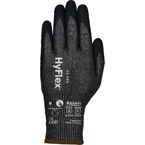 HyFlex&reg; 11-543 Cut Resistant Gloves, Size 6, 13 Gauge, Nitrile Coated, Nylon/Stainless Steel/HPPE/Spandex Shell, ASTM ANSI Level A7/EN 388 Level F Equipment World