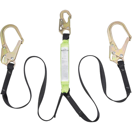 SA-64022-6 Shock Absorbing Lanyard, 6', Form Hook Center, Snap Hook Leg Ends, Polyester Equipment World