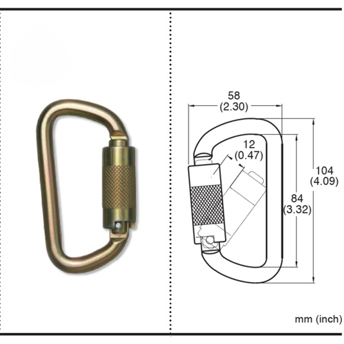 CP-03015-2 Zinc Plated Carabiner with 3/4" Gate Opening, Steel Equipment World