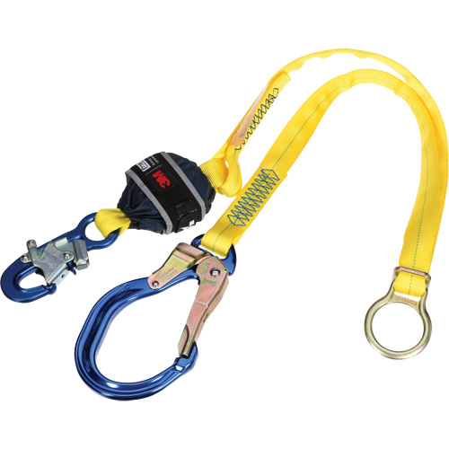Tie-Back Web Shock-Absorbing Lanyard, 6', Rebar Hook Center, Snap Hook Leg Ends, Polyester Equipment World