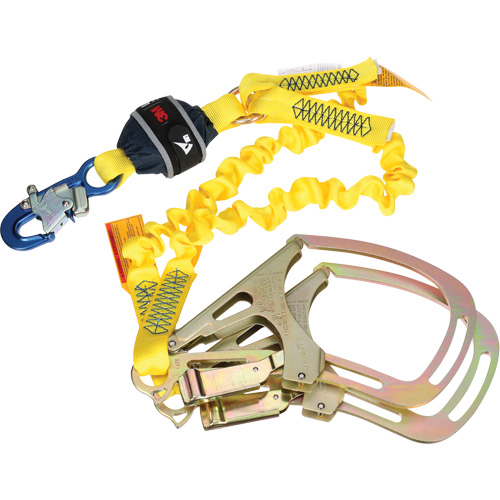 Twin-Leg Stretch Web Shock-Absorbing Lanyard, 6', Rebar Hook Center, Snap Hook Leg Ends Equipment World