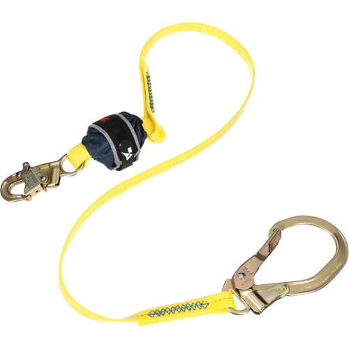 Coated Web Shock-Absorbing Lanyard, 6', Rebar Hook Center, Snap Hook Leg Ends Equipment World