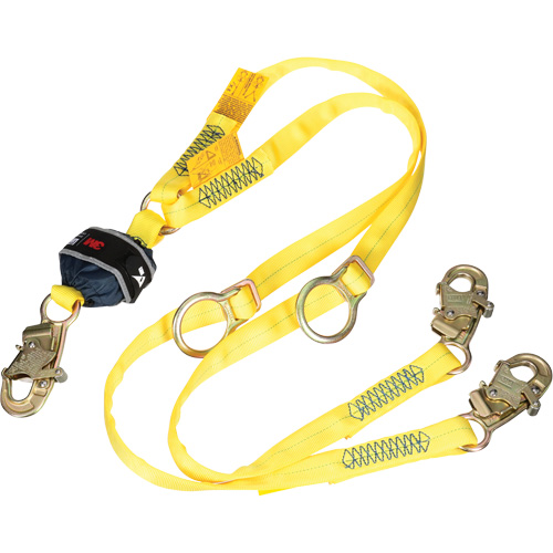 Twin-Leg Tie-Back Web Shock-Absorbing Lanyard, 6', Snap Hook Center, Snap Hook Leg Ends, Polyester Equipment World