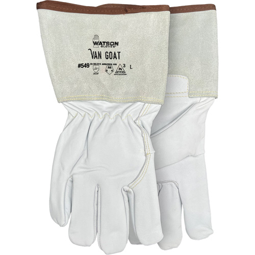 Gants r&eacute;sistant &agrave; la coupe et &agrave; l'arc &eacute;lectrique Van Goat 549, Taille Moyen, Enveloppe en Cutshield/Para-aramide/Polyester/Acier inoxydable/Ch&egrave;vre, ASTM ANSI niveau A6/EN 388 niveau F Equipment World