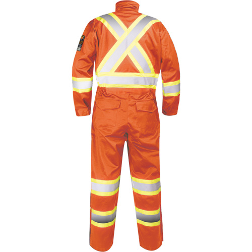 Fire-Resistant Coverall with High-Visibility Bands, Size Small, Orange Equipment World