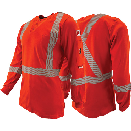 Atlas Guardian&reg; FR/AR Henley Shirts with 2" Striping, X-Small, High Visibility Orange Equipment World