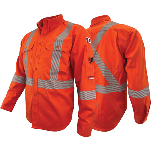 Atlas Guardian&reg; FR/AR Work Shirts with 2" Striping, X-Small, High Visibility Orange Equipment World